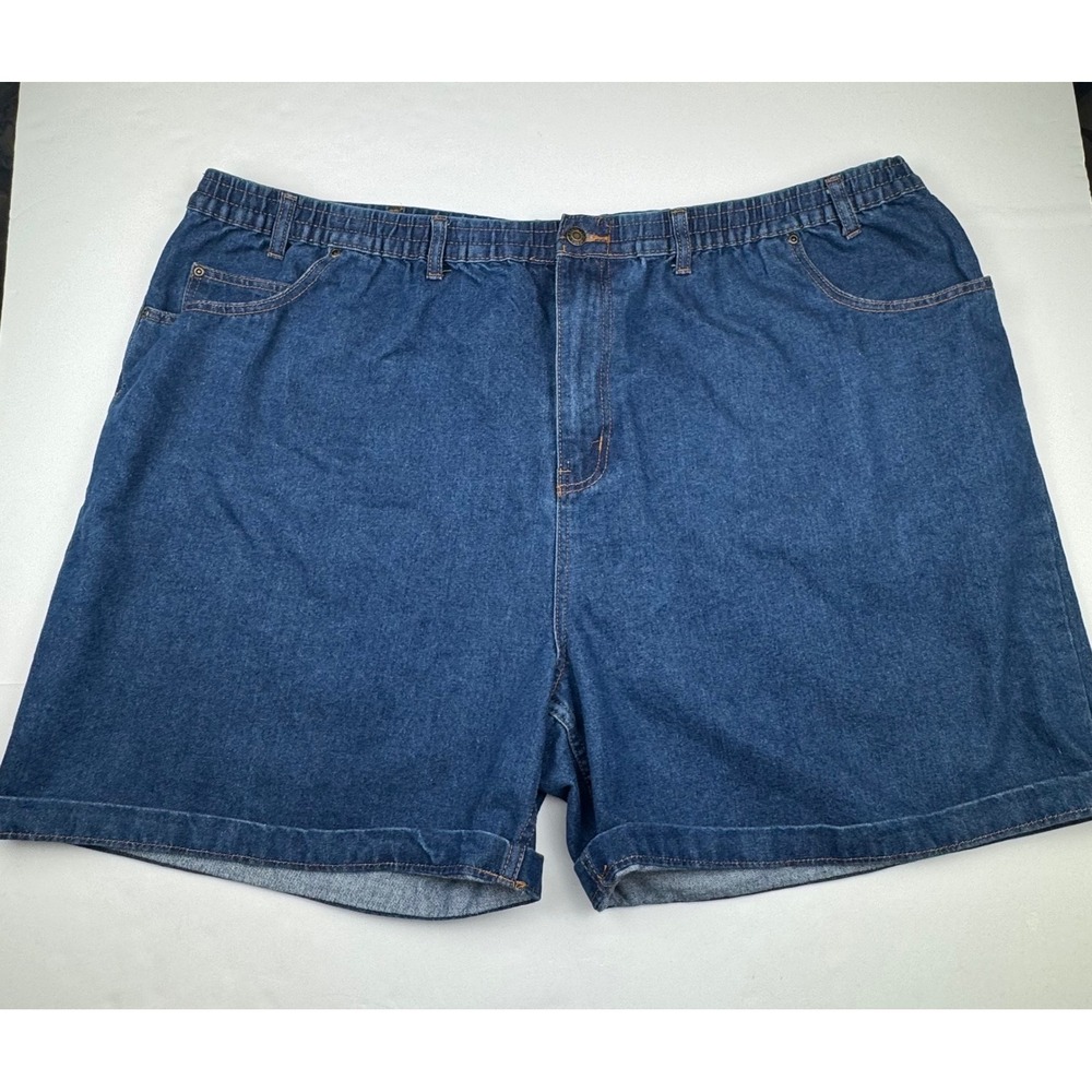 Haband Casual Joe Shorts 52 Blue Denim Classic Relaxed Fit Elastic Waist Jean